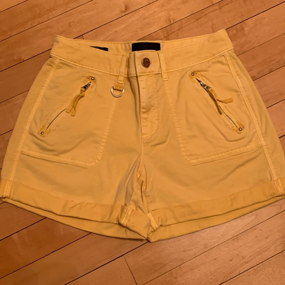 WHBM Mid-Rise Pret-A-Play shorts, yellow